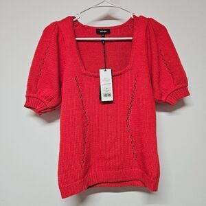 NWT Me+Em Square Kneck Cotton Knit Sweater Size Xs